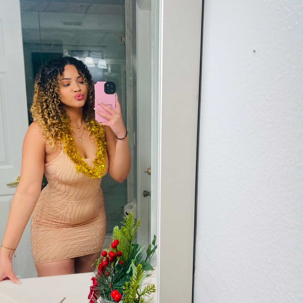 OH Polly Nude Bodycon Dress